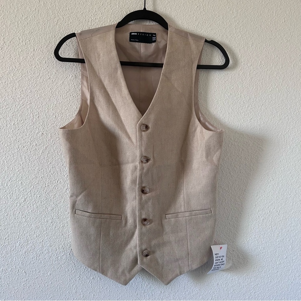 ASOS Women’s Vest 38 Regular NWT Wool Blend Creamy Beige work wear Dressy Preppy